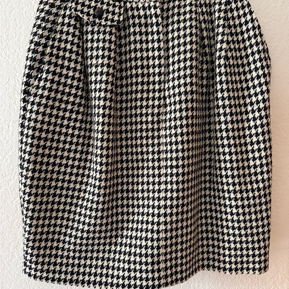 Marc Jacobs Houndstooth Wool Blend Mini Skirt - Black & White - Size 10 - Picture 4 of 7